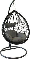 Sedie a dondolo, nero, sedia sospesa da giardino in wicker e acciaio con cuscino, poltrona relax per terrazzo e veranda, milani home
