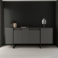 Credenza, Antracite e Nero, Madia da salotto, Dispensa da cucina, 160x35h80 cm, Betel, Buffet da soggiorno, Dmora