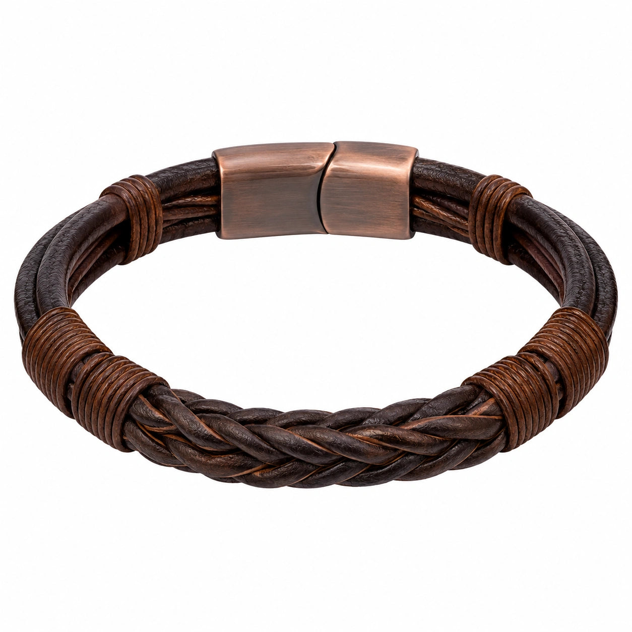 Bracciale Intrecciato Marrone con Chiusura Magnetica