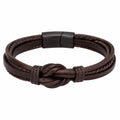 Braccialetto in Pelle Intrecciata con Nodo Centrale Marrone