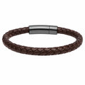 Bracciale Intrecciato in Pelle con Chiusura Magnetica Marrone