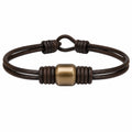 Bracciale in Pelle Marrone con Decorazione in Ottone