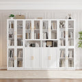 Librerie, Libreria con Ante in Vetro, Soggiorno, Libreria a 5 Ripiani con Ripiano Regolabile, Bianco(CDDC), VOWNER