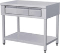 Tavoli da sala da pranzo, Tavolo in acciaio inox su gambe con 3 cassetti e piano di fondo 150x60x85h cm - Uso professionale, Ristoattrezzature