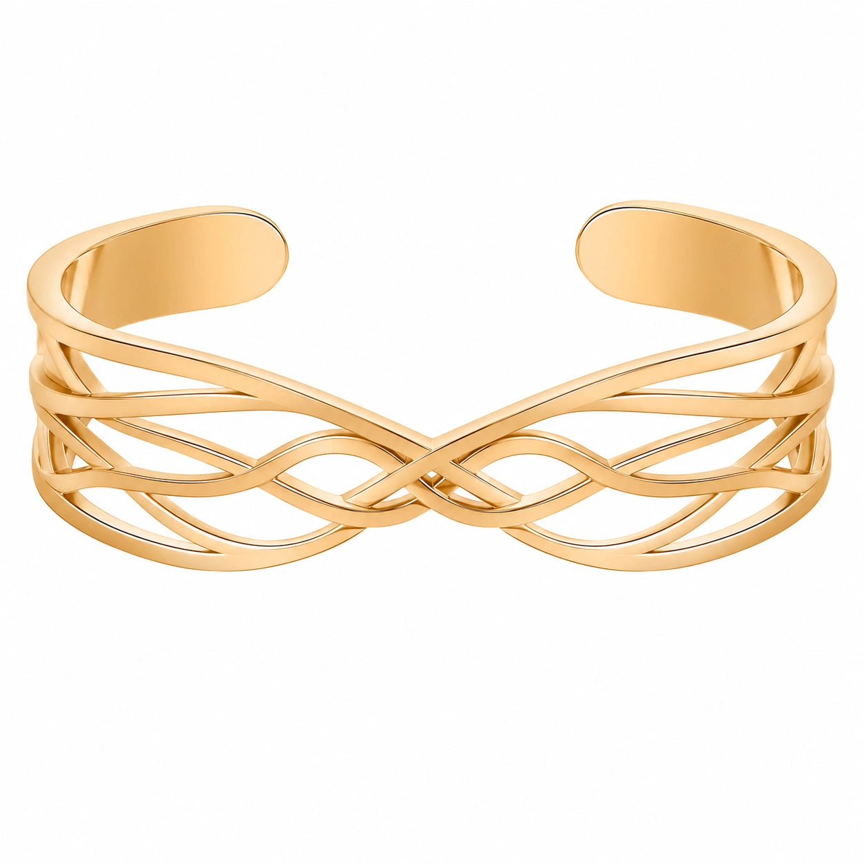 Bracciale Rigido Aperto Intrecciato Oro