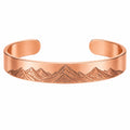 Bracciale Rigido Inciso Motivo Montagna in Rame, 17 cm