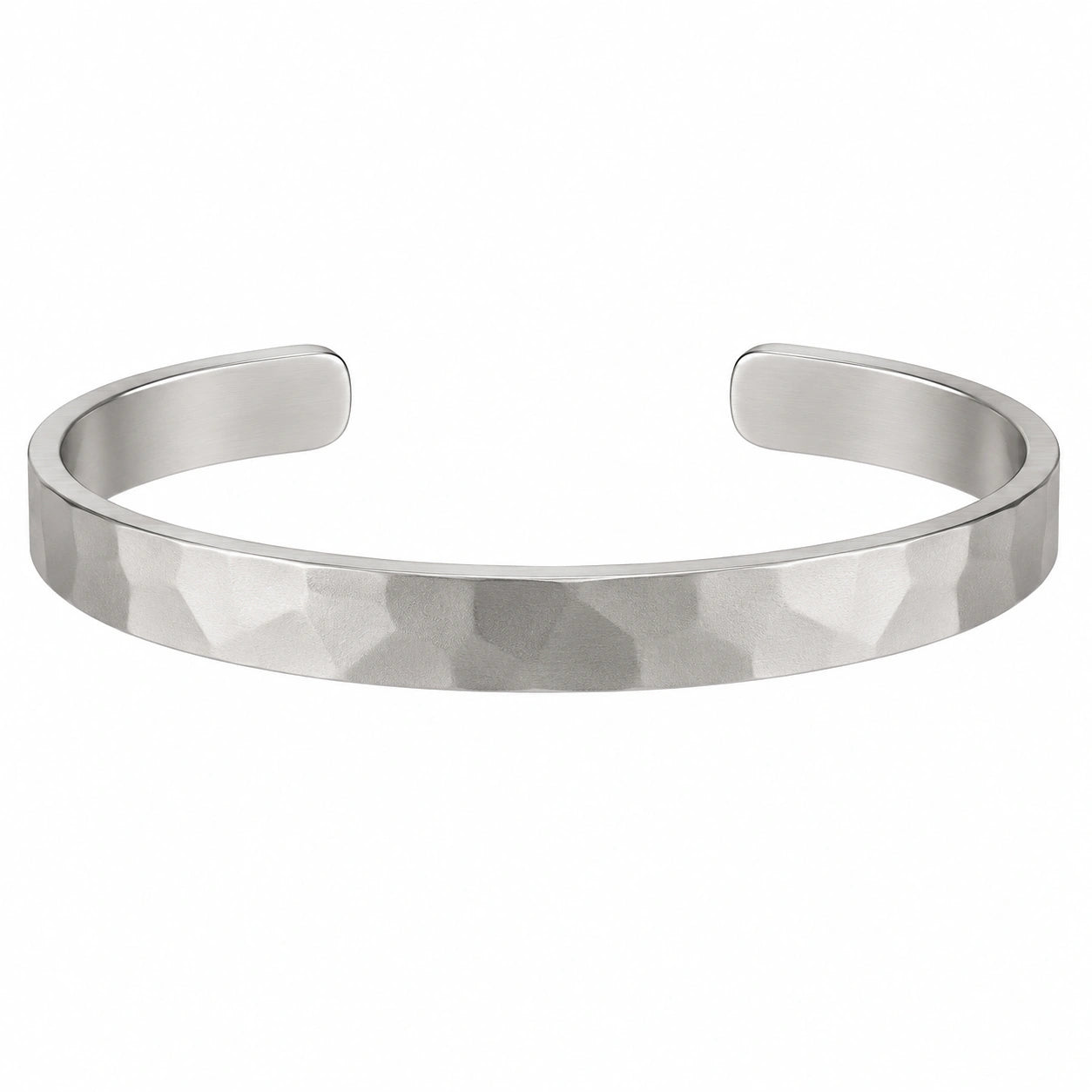 Bracciale aperto martellato argento regolabile