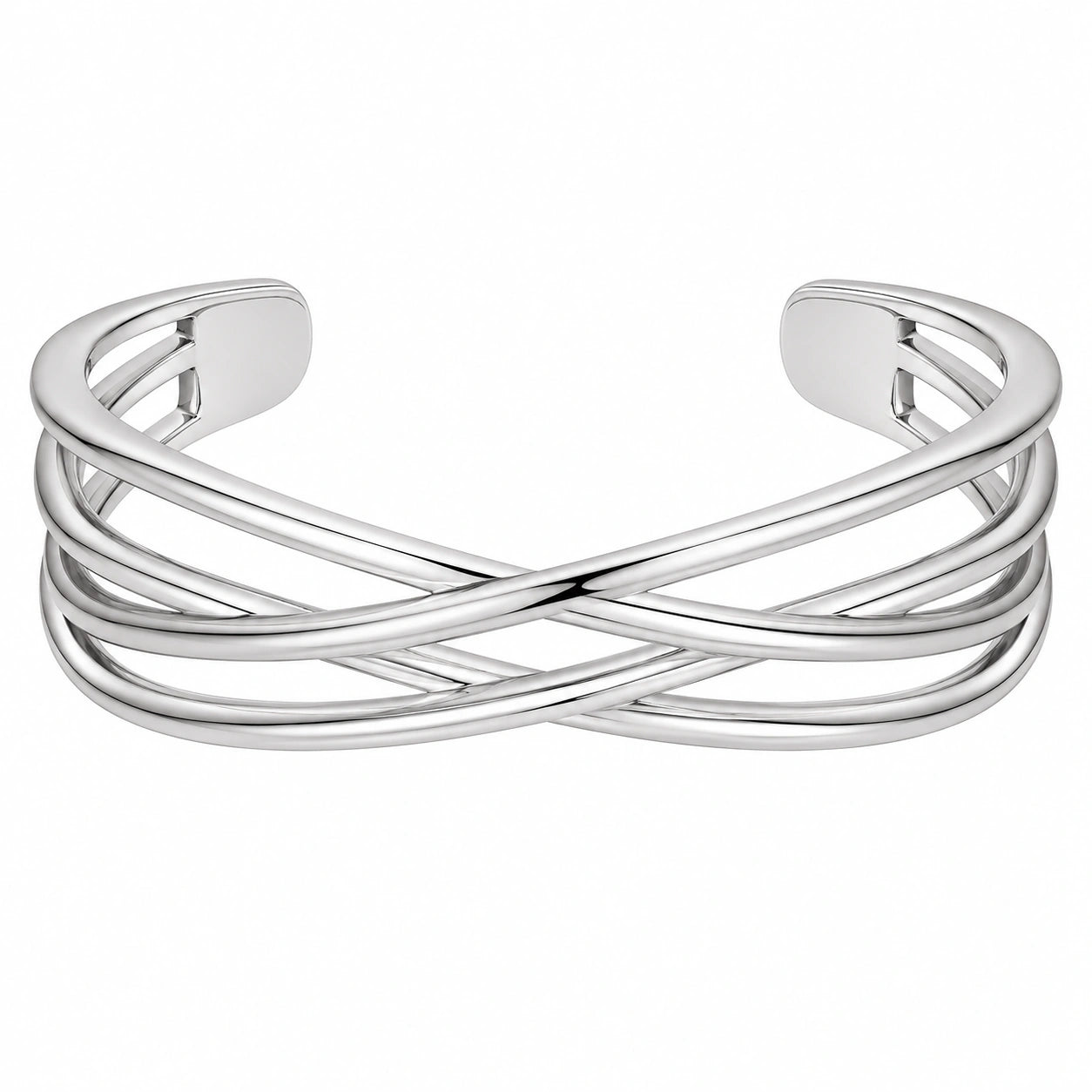 Bracciale Aperto Intrecciato a Multi-Fili in Argento