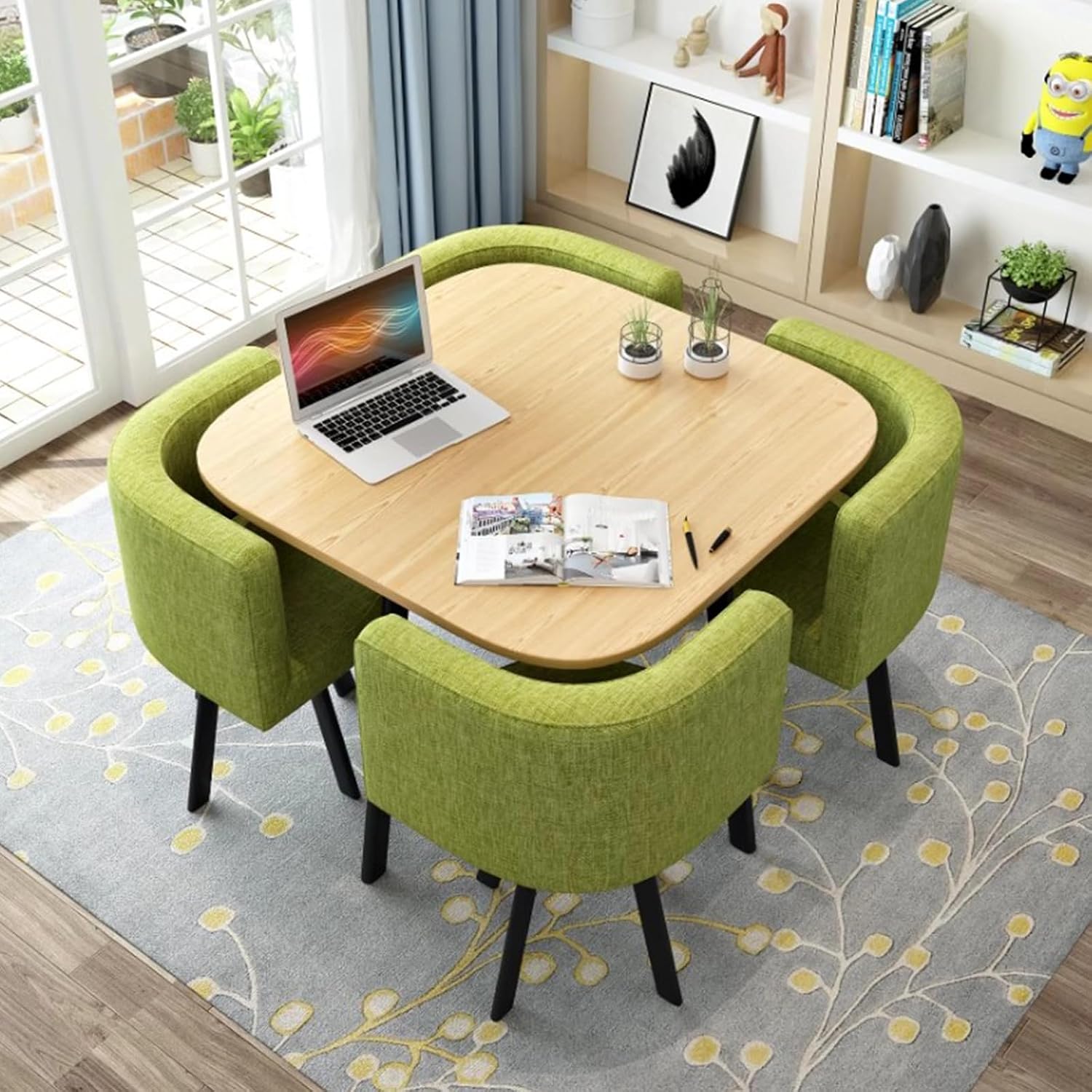 Set sala da pranzo, sale conferenze, elegante e salvaspazio, Moderno tavolo da pranzo rotondo con 4 sedie, 80 cm, cucina, salotto e soggiorno, Generic