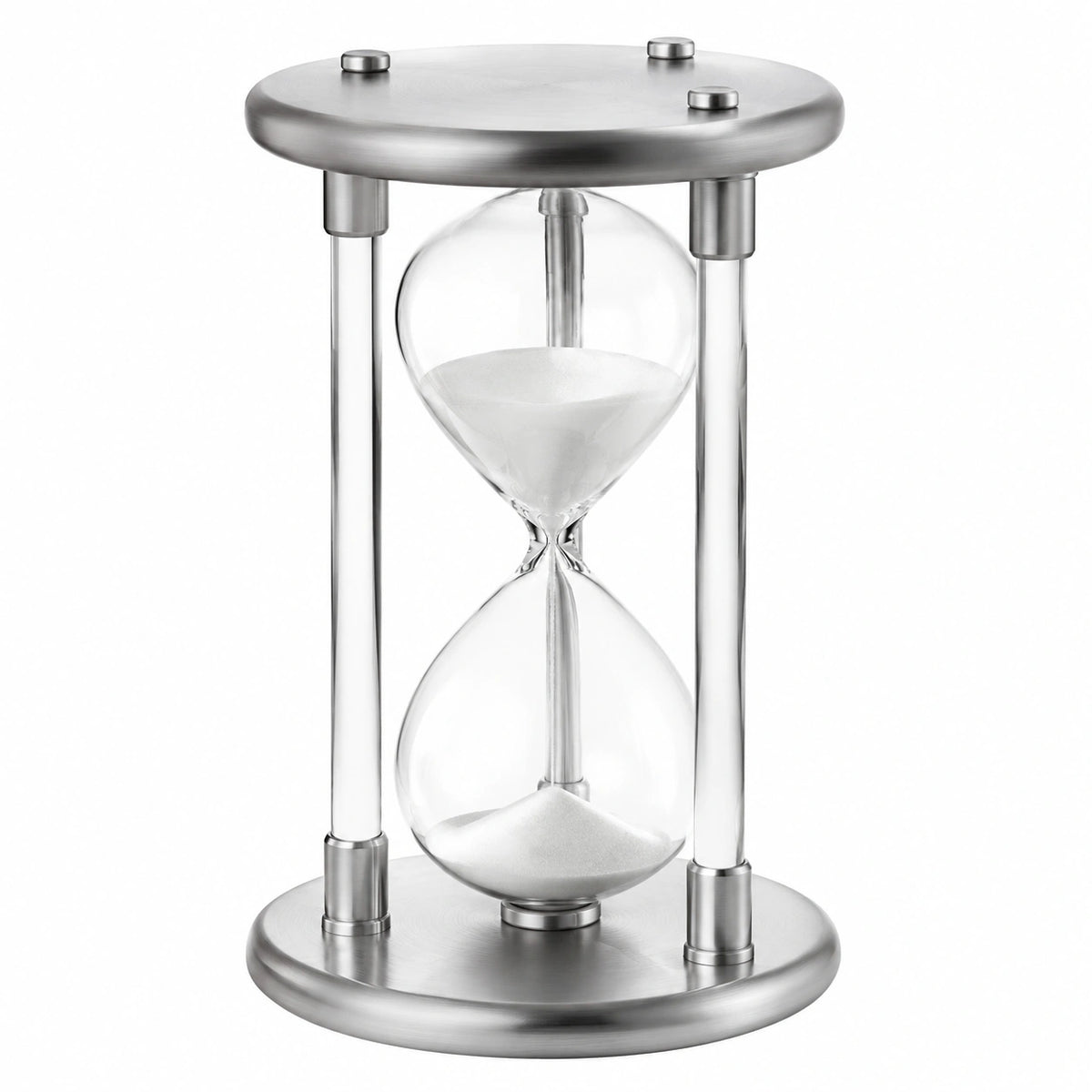 Clessidra Decorativa in Vetro e Acciaio Inox - Argento Trasparente