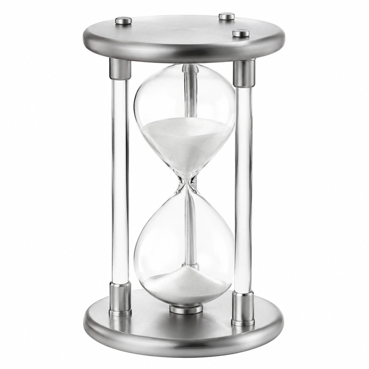 Clessidra Decorativa in Vetro e Acciaio Inox - Argento Trasparente
