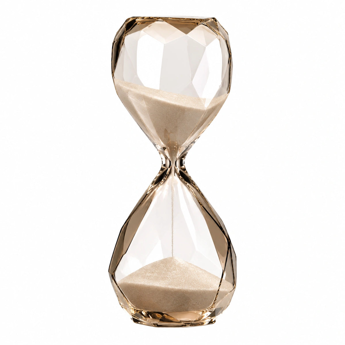 Clessidra in Vetro Sfaccettato con Sabbia Beige, 30 Minuti