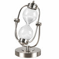 Clessidra Rotante Decorativa in Metallo Argento con Vetro