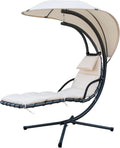 Sedia sospesa, Amaca Poltrona Sdraio Sospesa a Dondolo con Parasole Kelly Beige, GARDENIA