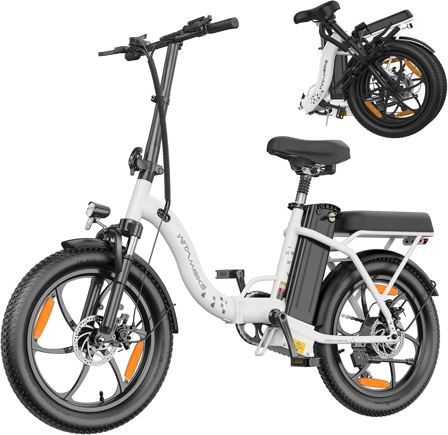 Biciclette elettriche pieghevoli, 47 Nm 7 Velocità, Freni a Disco 20x3.0 Fat Tire Urban Electric Bike, ZAZAWORK