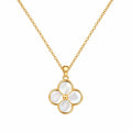 Collana Fiore in Madreperla e Oro Giallo con Catenina Regolabile