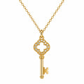 Collana con Pendente a Chiave in Oro e Cristalli Scintillanti