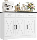 Credenza, Bianco+Nero, Mobile Cucina con 3 Cassetti e 3 Armadi, Mobile per Cucina Ingresso Foyer, Buffet Mobile Moderno, Soggiorno, HOCSOK