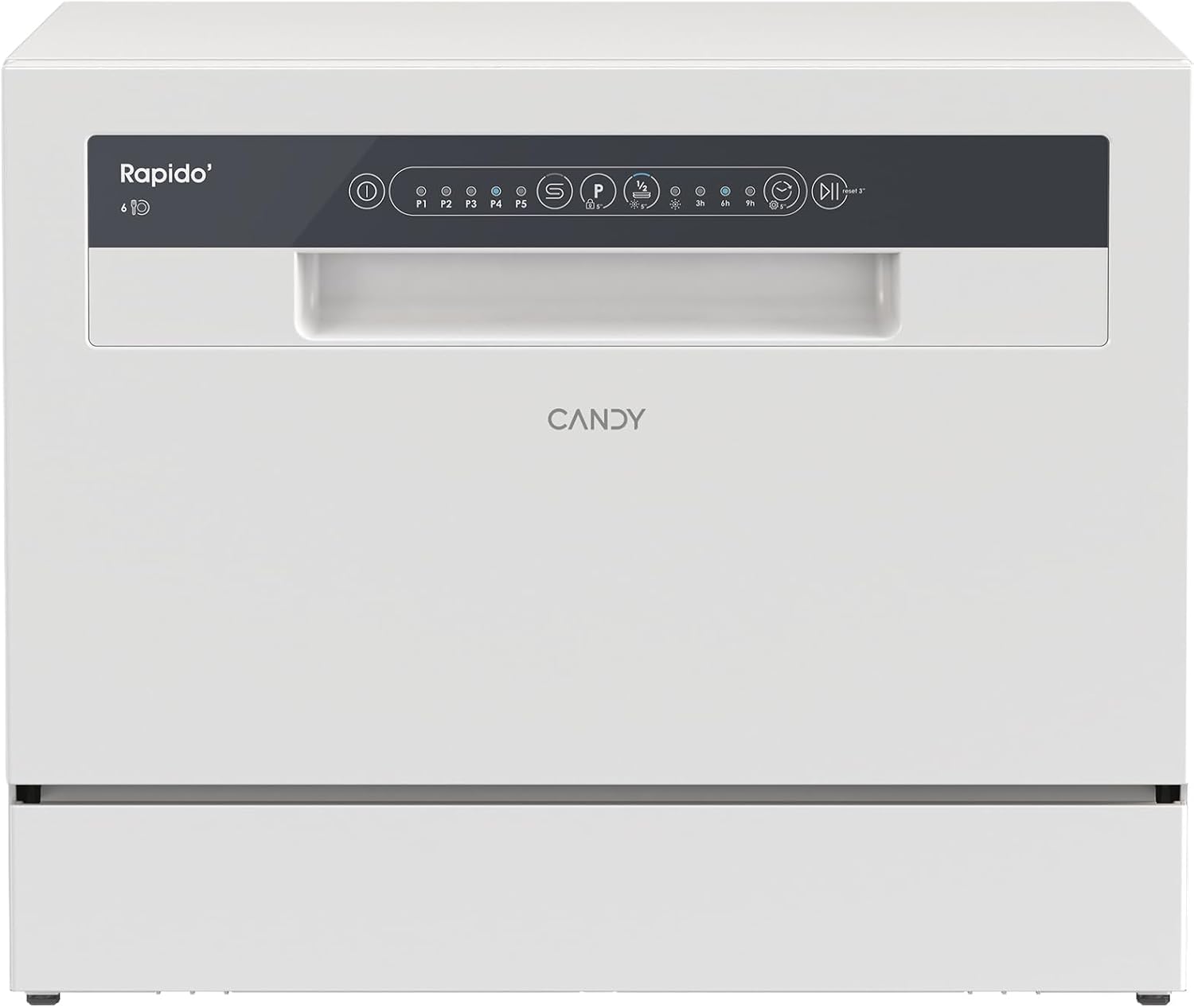 Lavastoviglie 6E51LW, 6 Coperti, 5 Programmi, Ciclo Rapido 35', Libera Installazione, Partenza ritardata, Classe, CANDY