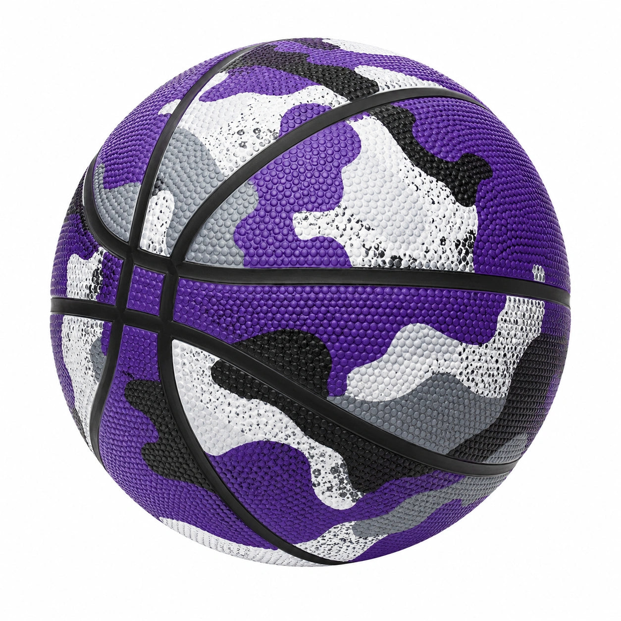 Pallone da Basket Design Camouflage Viola Bianco Nero Grigio