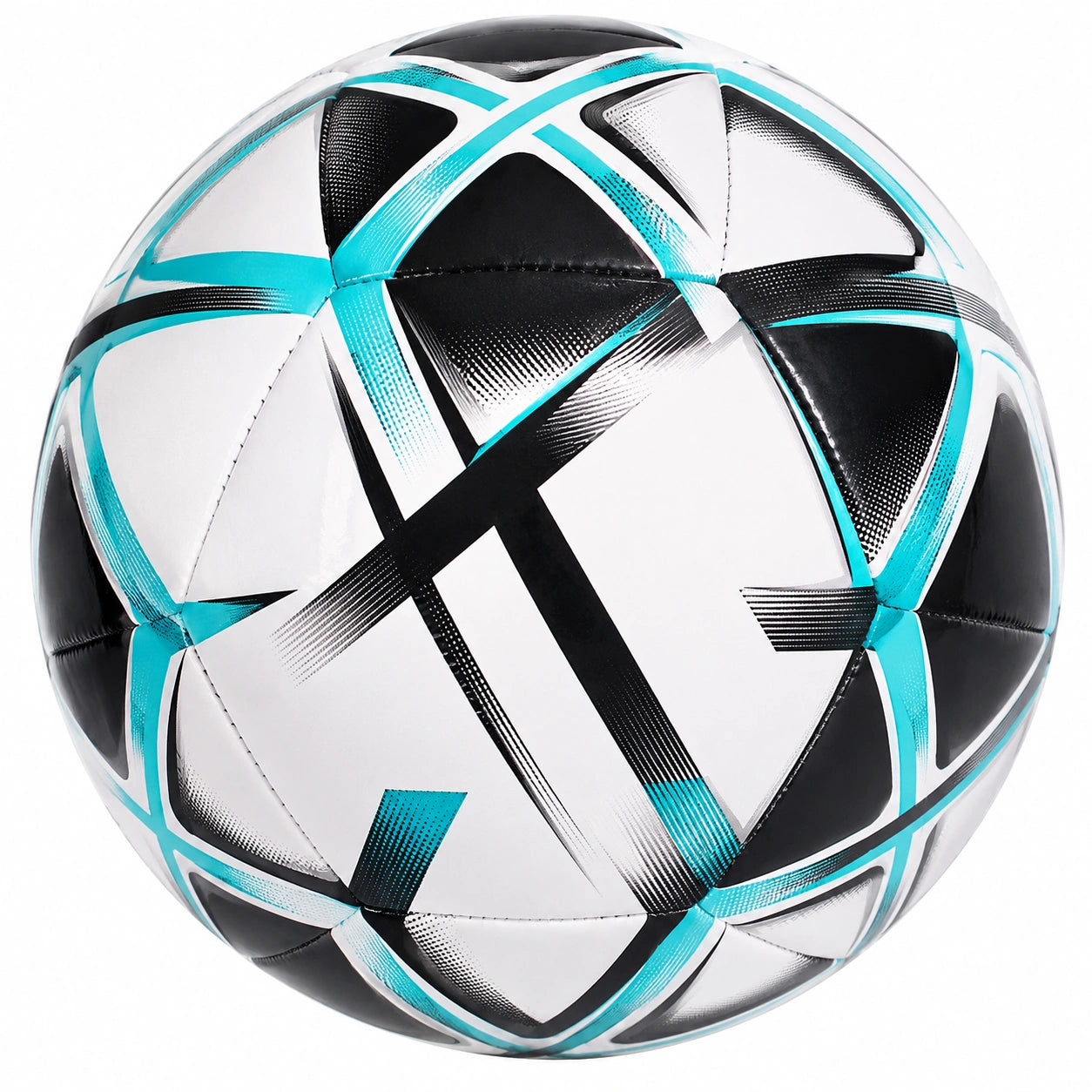 Pallone da Calcio Taglia 5 Design Moderno Bianco/Nero/Azzurro