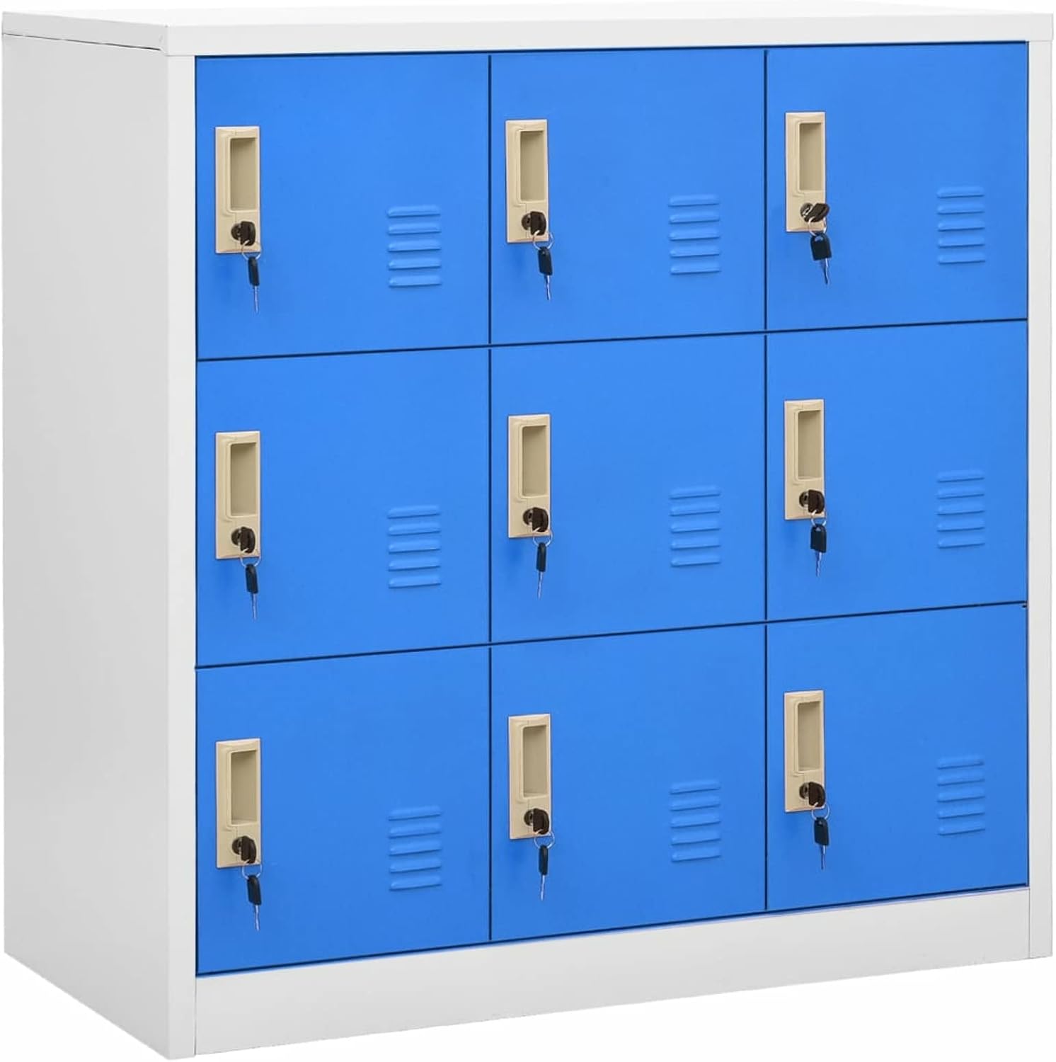 Credenza, Grigio Chiaro e Blu 90x45x92,5 cm Acciaio, Armadietto con Chiave, Armadietto Metallo, Armadietto con Serratura, Armadio Ferro, Festnight