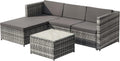 Set mobili da giardino, con cuscino per seduta e schienale, tavolo lounge con piano in vetro (grigio), in polyrattan, divano angolare, Moimhear