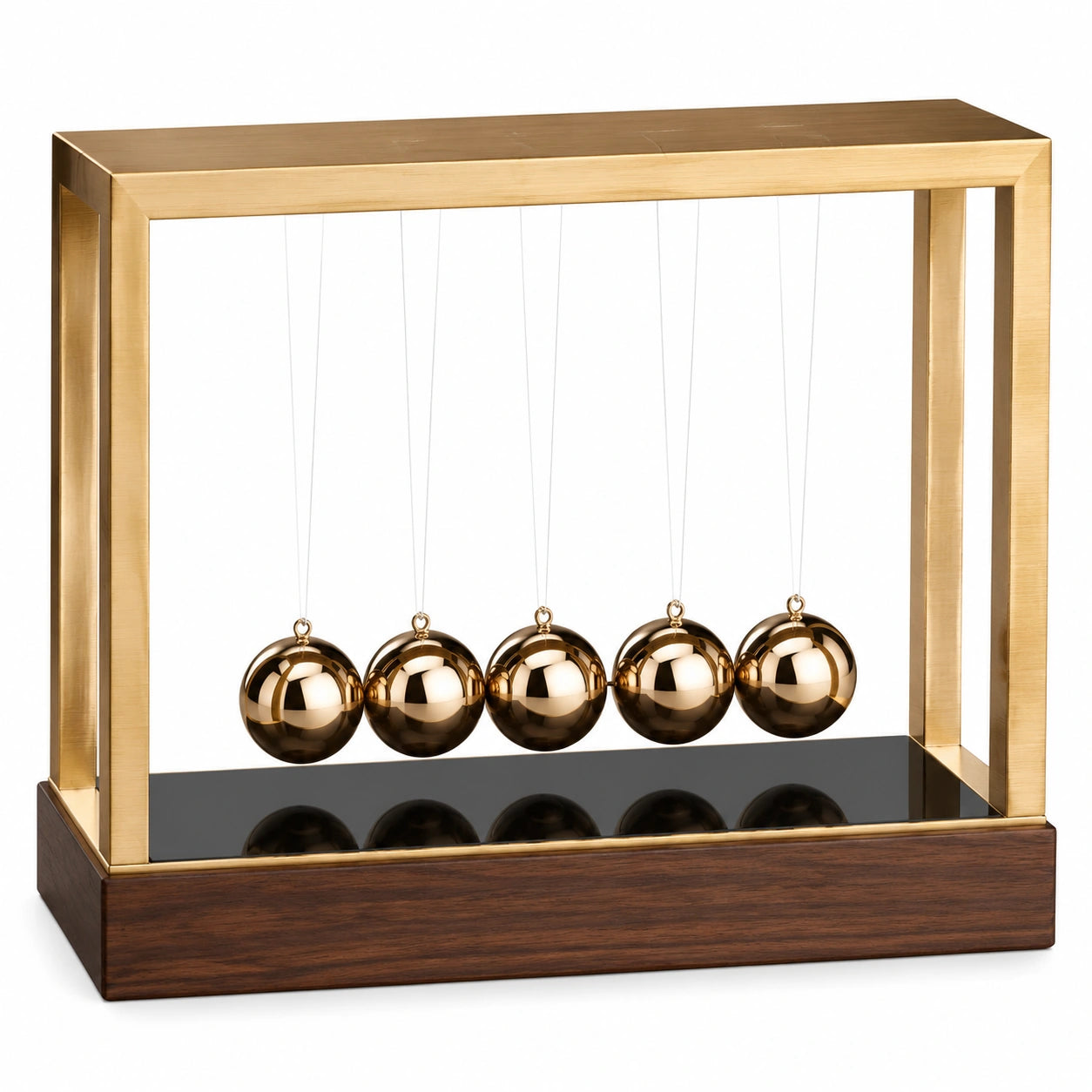 Decorazione da Scrivania Pendolo di Newton Oro con 5 Sfere