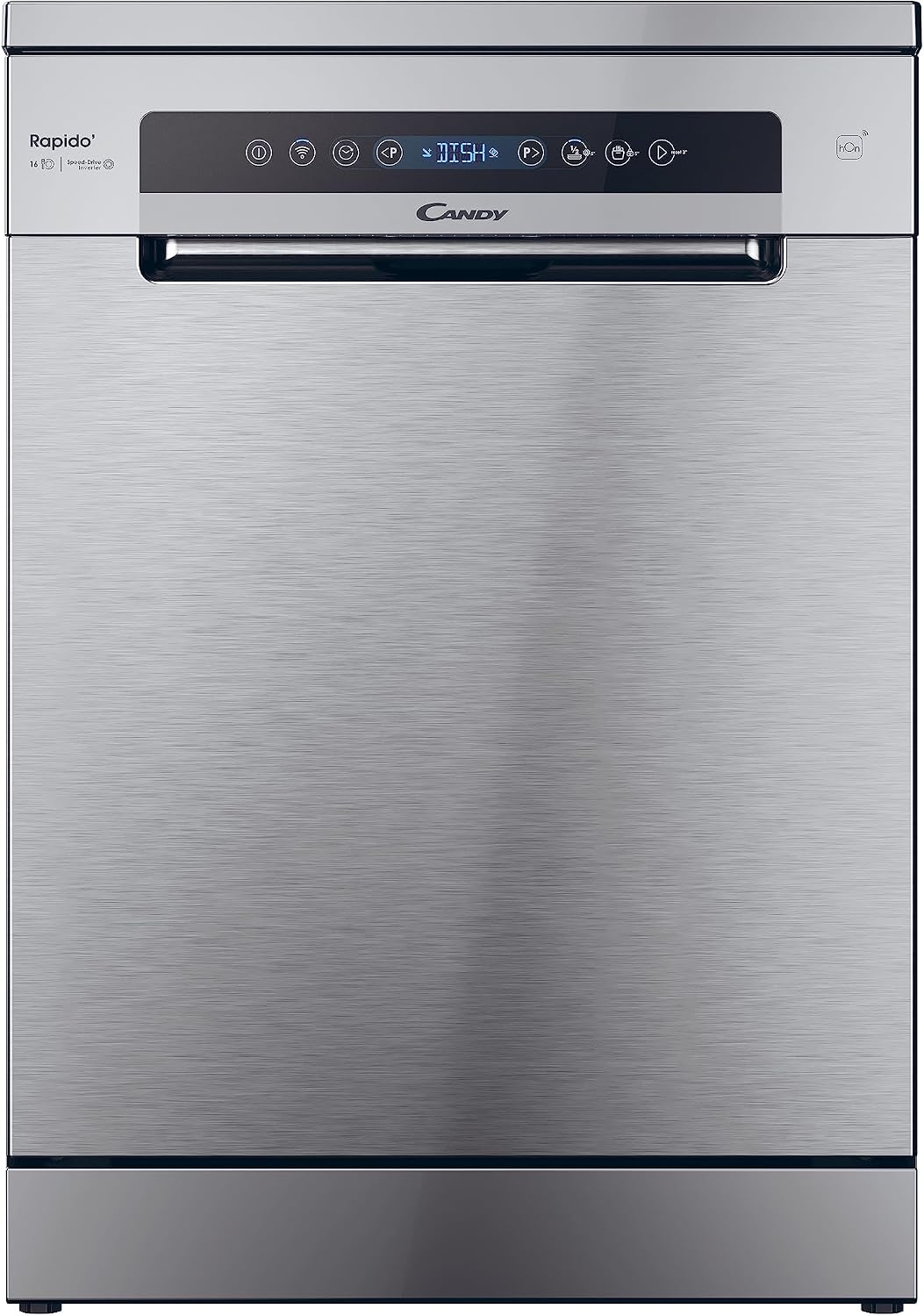 Lavastoviglie 6C4F1X, 16 Coperti, 8 Programmi, RapidÓ CF, Wi-Fi + BLE, Connesso, Smart Basket e Smart Door, Classe C, Inox, CANDY
