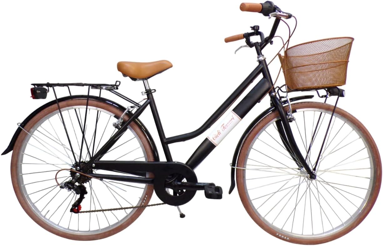 Bici da città, bicicletta da donna city bike da passeggio 28'' con cambio vintage retro' cesto anteriore, Cicli Tessari