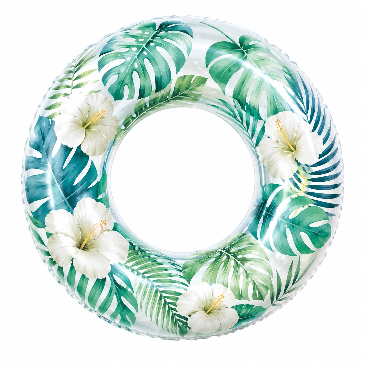 Anello Gonfiabile Tropicale con Fiori 100 cm Verde Bianco