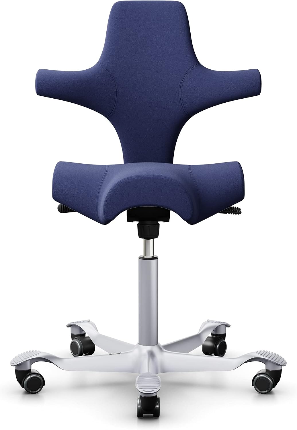 Sedie da scrivania EXR024, (argento, imbottitura blu navy), Capisco 8106 Xtreme Poltrona da ufficio, 200 mm, con molla a gas standard, Hag