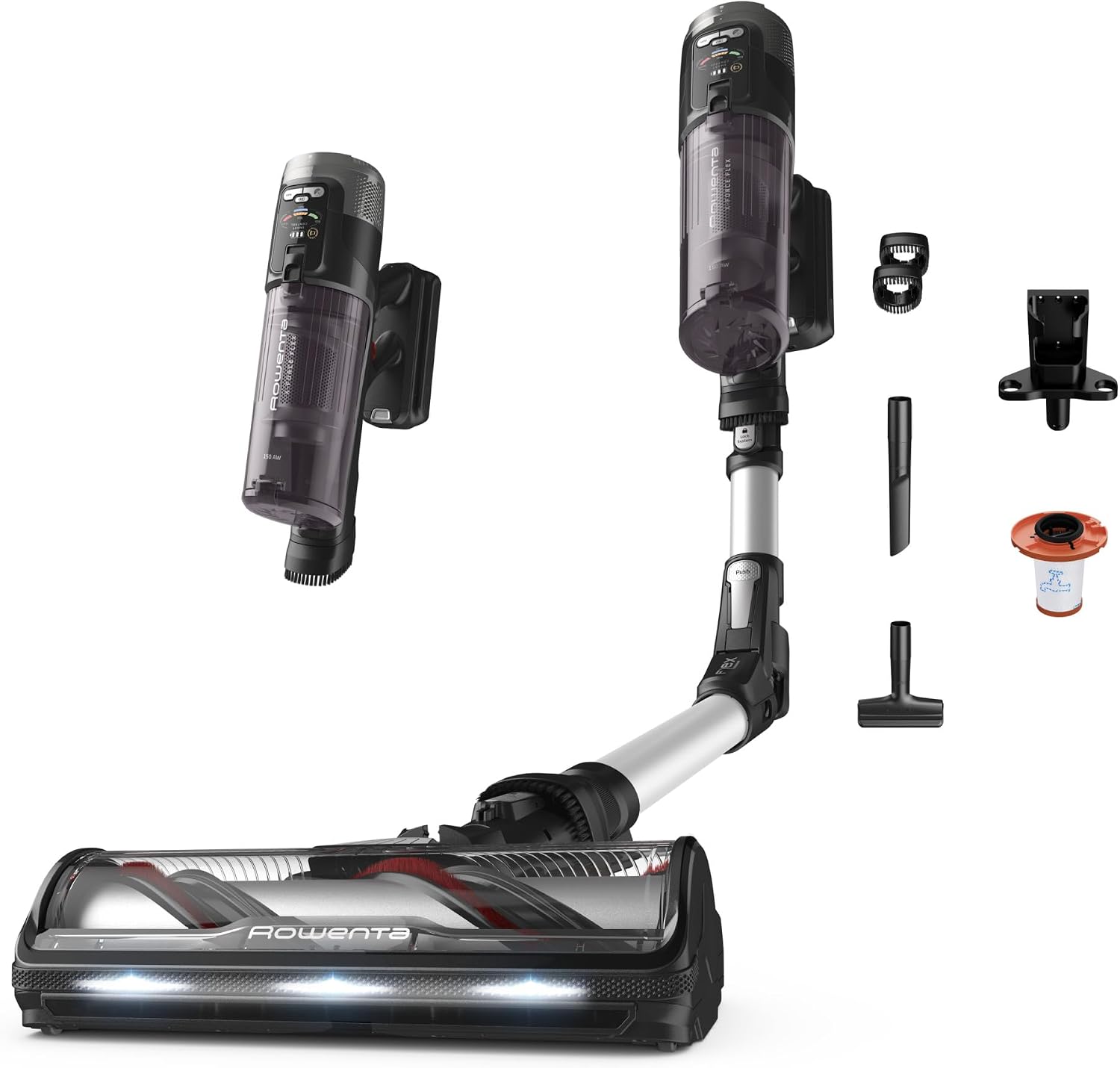 Aspirapolvere senza fili RH9A36WV, X-Force Flex 13.60, Modello Allergy, Profonda Potenza di Pulizia, Sottile e Leggero, Tubo Flex, Rowenta