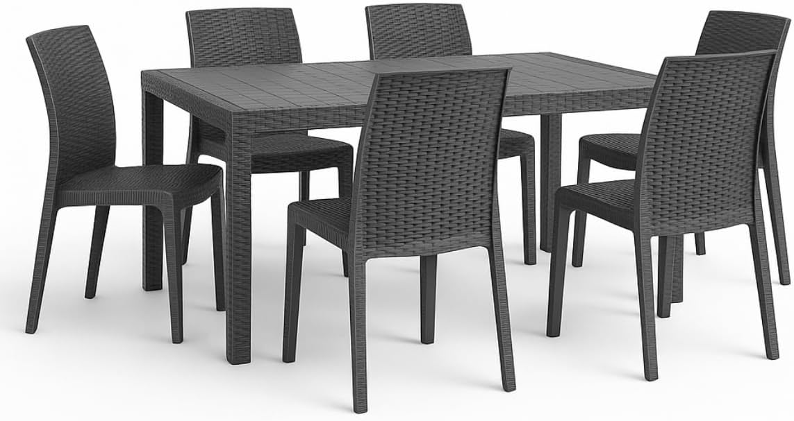 Set da pranzo, terrazzo (nero), Tomaino