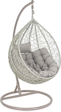 Sedia sospesa, Grigio, Portata Massima 150 kg, Zaffiro Poltrona Sospesa in Metallo e Hularo con Cuscino Morbido, GLORIA