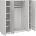 Armadio, Corsico - a 4 ante a battente in legno laminato con 9 ripiani e un asta per vestiti, AVANTI TRENDSTORE