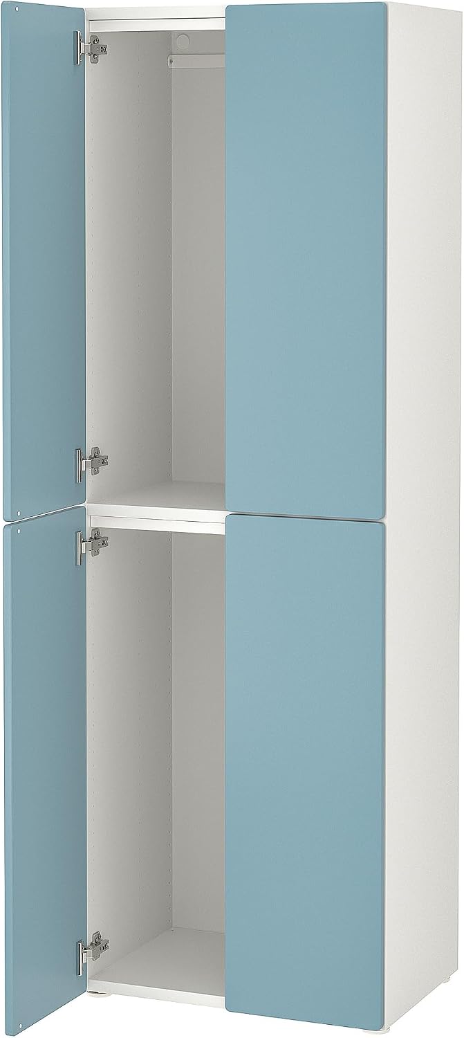 Armadio, bianco, blu, con 2 aste appendiabiti, 60x42x181 cm, PLATSA, SMÅSTAD Guardaroba, Protuning