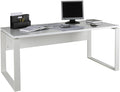 Scrivanie, Colore Bianco Laccato, per Ufficio, Scrivania della Linea DISEGNO con gambe in metallo, Scrivania PC Moderna, Studio, Composad