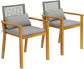Sedie per tavolo da giardino, Color Legno, Sedie da Esterno in Rattan con Braccioli, Cuscini per Seduta e Decorativi, Outsunny