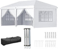 Gazebo, da Esterno con 12 Fori di Draneggio in Metallo e Oxford, per Giardino, Bianco, 2 Porte e Borsa da Trasporto, Feste, Outsunny