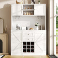 Mobili alti, armadietto a buffet, a buffet alto con 4 ante e 2 cassetti, Armadietto da cucina con ripiani regolabili e scaffale per vino, Soweiz