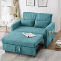 Divano, tessuto traspirante in cotone e lino (Antico Blu-verde), letto con funzione letto pieghevole a due posti, design estensibile, Rvjiahe