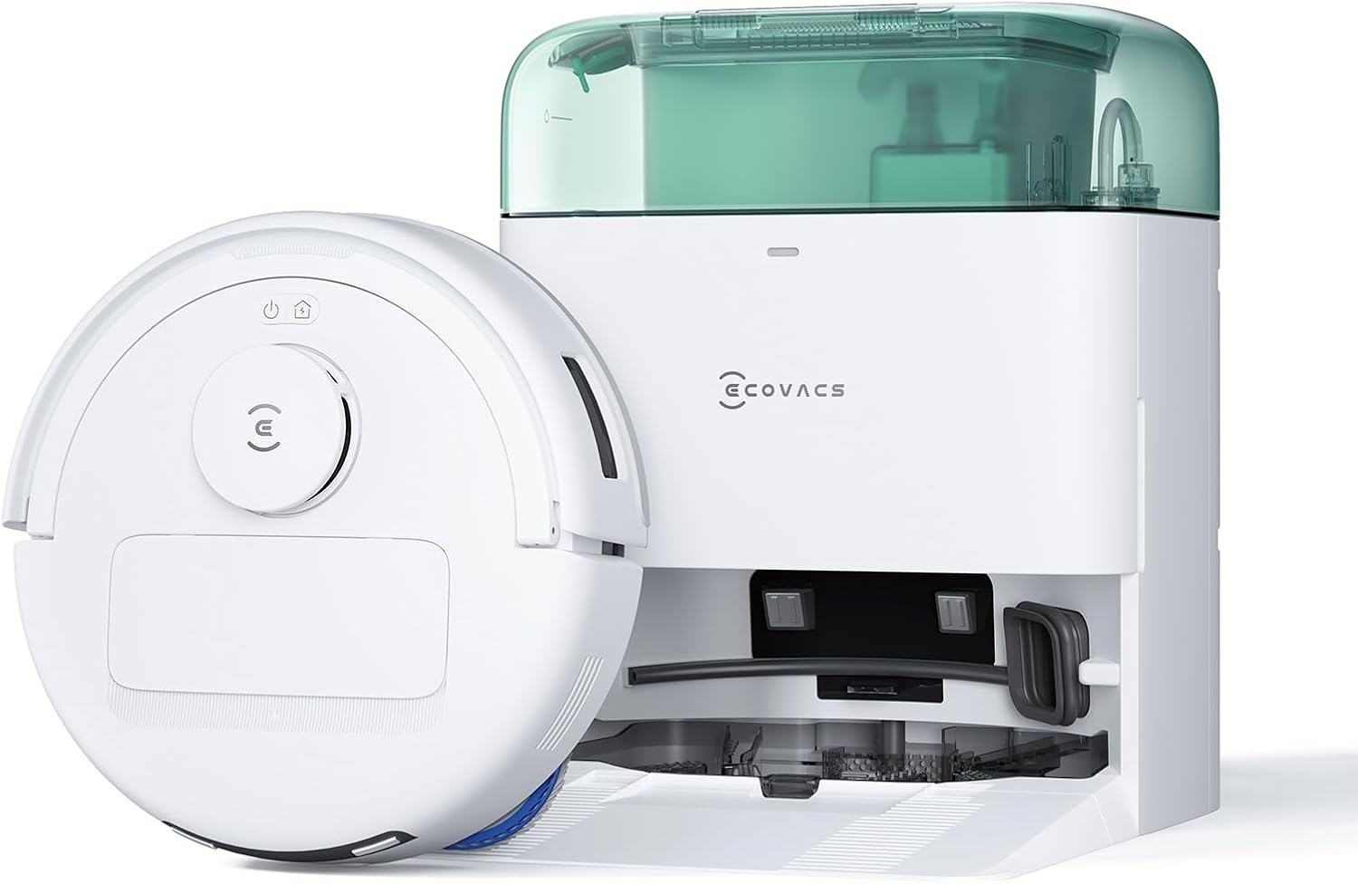 Robot aspirapolvere, 9000 Pa, ZeroTangle 2.0, TrueMapping 2.0, Asciugatura ad Aria Calda 45°C, DEEBOT MINI Lavapavimenti, Verde, ECOVACS