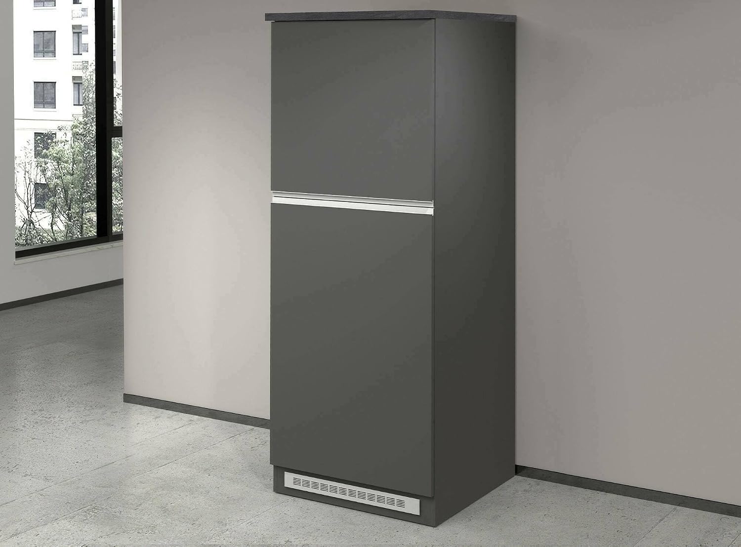 Mobili a terra, 2 Ante Made in Italy, Dispensa da Cucina Plinio 60x60x165h cm Nero Antracite 2 Ripiani Apertura Battente, Dmora