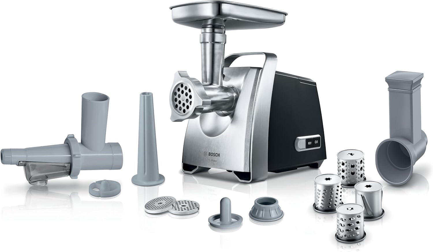 Bosch MFW68660 Tritacarne, ProPower, Grande Maneggevolezza, Funzione Reverse, 800 W, Potenza Blocco Motore 2200 W per Grandi Quantità, Nero