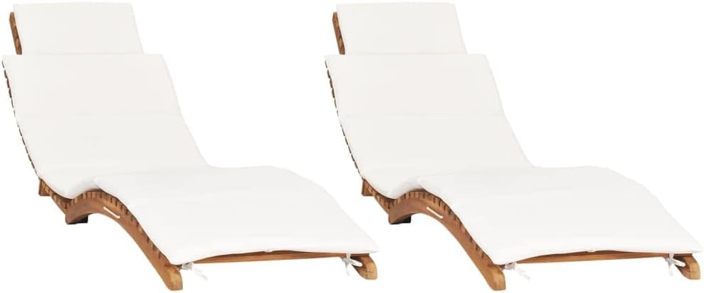 Lettino prendisole, Lettini Prendisole 2 pz con Cuscini in Legno Massello di Teak, vidaXL