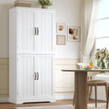 Credenza, Bianco, Cucina Alta, Mobile Dispensa Cucina con 4 Ante, Mobile Armadio Per Soggiorno, Camera da Letto, 180x80x40 cm, Sala da Pranzo, HOCSOK