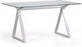 Tavoli da sala da pranzo, Bianco, 150x90x75 cm, WeHome - Tavolo da Pranzo Rettangolare Smart con Top in Vetro Temperato, Gambe in Ferro, Brigros