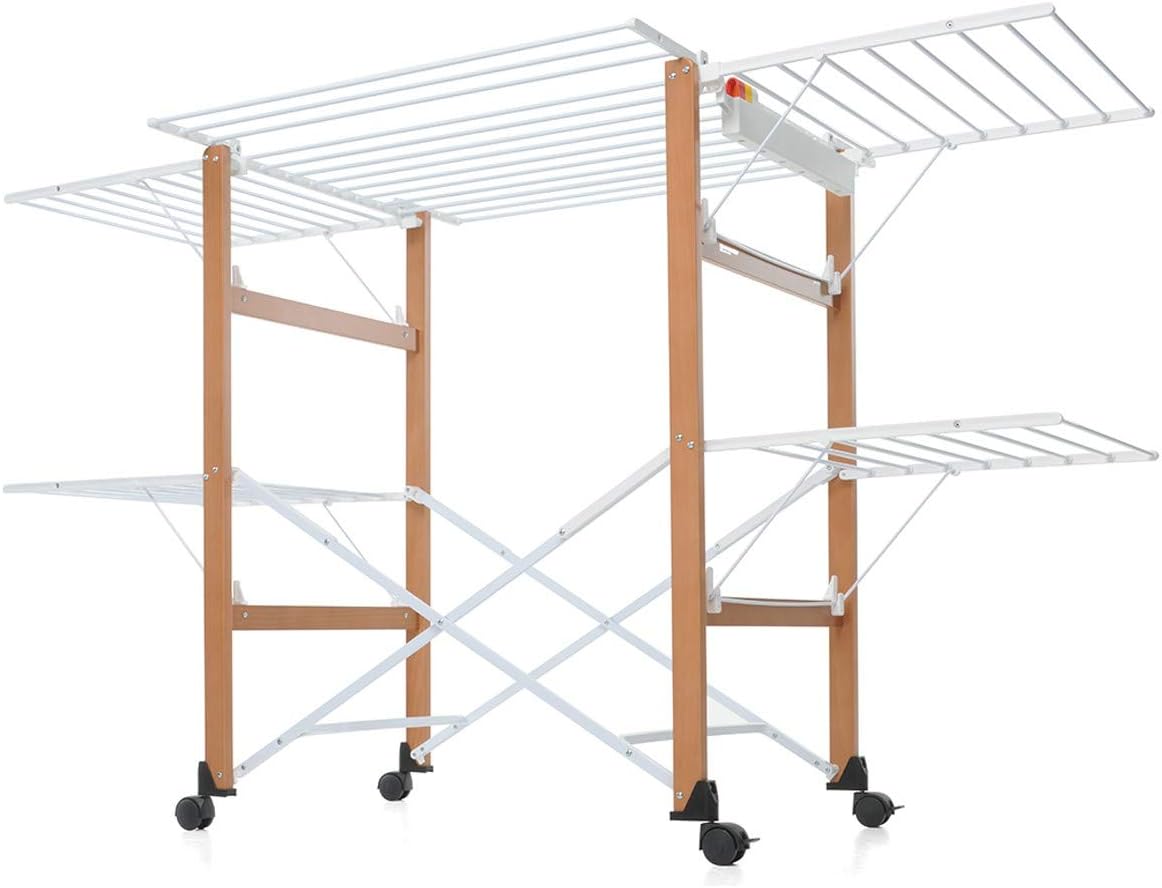 Stendibiancheria, pieghevole Gulliver, legno di faggio verniciato noce, Foppapedretti