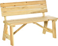Panche, Panchina da Esterno in Legno, Panchina 2 Posti da Giardino a Doghe con Schienale Alto, Colore Naturale, Outsunny